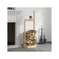 porte-bûches abri de stockage pour jardin - 33,5x30x110 cm bois massif de pin meuble pro frco95206