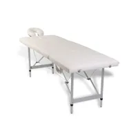vidaxl table pliable de massage blanc crème 4 zones au cadre aluminium