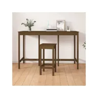 table haute table de bar - mange-debout marron miel 180x80x110 cm bois massif de pin meuble pro frco49178