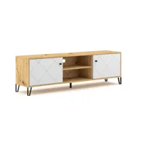 meuble banc tv - 183 cm - chêne artisan / blanc - style design bilbao