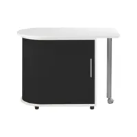 bureau informatique blanc et table pivotante - coloris: noir cool100bln