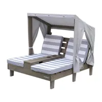 chaise longue double avec porte-gobelets - gris 20044
