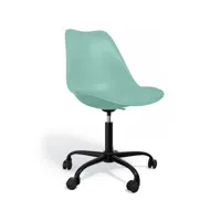 chaise de bureau avec roulettes - chaise de bureau pivotante - structure noire tulip vert pastel