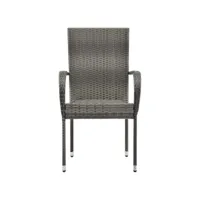 vidaxl chaises empilables d'extérieur 6 pcs gris résine tressée 310088