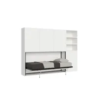 armoire lit escamotable horizontal 1 couchage 85 kando avec matelas composition f frêne blanc