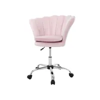 fauteuil de bureau à roulettes rose clair hauteur réglable chaise en velours 490011831