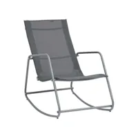 chaise à bascule de jardin gris 95x54x85 cm textilène