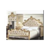 lit double avec tête et pied de lit baroques en tissu damassé 172x212xh.165 cm