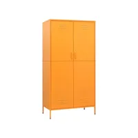 garde-robe, penderie, armoire de vêtements jaune moutarde 90x50x180 cm acier pewv41414 meuble pro