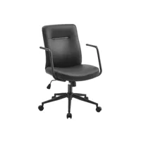 chaise de bureau pivotante, fauteuil ergonomique, surface en pu facile à nettoyer, hauteur réglable, dossier confortable, assise incurvée, capacité 150 kg, noir d'encre