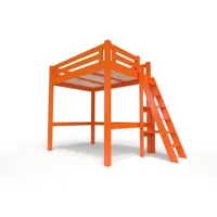 lit mezzanine adulte bois + échelle hauteur réglable alpage 120x200 orange alpagech120-o