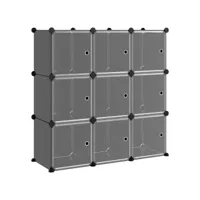 moderne cubes de rangement 9 pcs avec portes noir pp - meuble étagère à chaussures