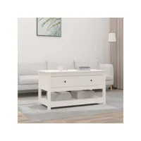 table basse table de salon  bout de canapé blanc 102x49x55 cm bois massif de pin meuble pro frco81797