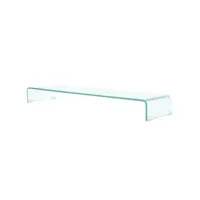 meuble télé buffet tv télévision design pratique de moniteur 110 cm verre transparent helloshop26 2502034