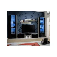 paris prix - ensemble meuble tv & bibliothèque galino iii white 320cm noir & blanc