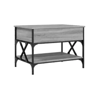 table de salon sonoma gris 70x50x50 cm bois d'ingénierie et métal
