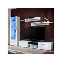 paris prix - ensemble meuble tv & bibliothèque galino ii white 250cm blanc