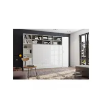 composition armoire lit horizontale strada-v2 gris - blanc mat façade armoire-lit blanc brillant 2 colonnes 140*200 c 20100889558