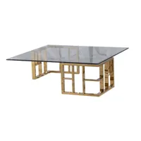table basse carrée leo - verre/gold -