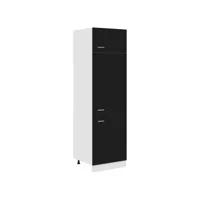 armoire de réfrigérateur, meuble bas cuisine, armoire rangement de cuisine noir 60x57x207 cm aggloméré pewv41659 meuble pro