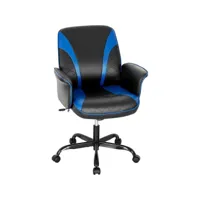 costway chaise gaming cuir pvc, siège gamer ergonomique pivotant, fauteuil de bureau de bascule, réglable en hauteur, base en métal charge 150kg