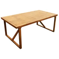 interbuild real wood stockholm 6 table de personne  table à manger  5 pi 11 po, table de patio extérieure, finition en teck doré (chaises non comprises)