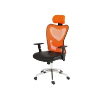 fauteuil chaise de bureau sur roulettes pivotante appui tête accoudoirs synthétique orange 04_0001900