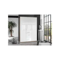 armoire cooper 3 portes 3 tiroirs largeur 135 laqué blanc - décor chêne 20100889493