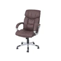 fauteuil chaise de bureau sur roulettes pivotante tissu aspect daim marron vintage 04_0001806