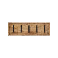 chic meuble d’entrée/vestiaire - porte-manteau mural avec 5 crochets bois de manguier massif fr2024