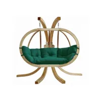 ensemble canapé suspendu avec support globo royal vert- coussin imperméable