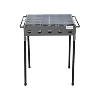 barbecue rectangulaire en acier inoxydable coloris gris - 51 x 33 x 60 cm