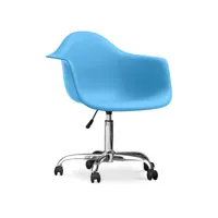 chaise de bureau avec accoudoirs - chaise de bureau à roulettes - weston bleu