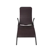 bain de soleil, transat, chaise longue pliable rotin synthétique marron togp41614