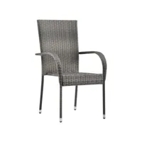2 pcs chaises empilables d'extérieur - chaises d'extérieur - fauteuils de jardin gris résine tressée togp72487