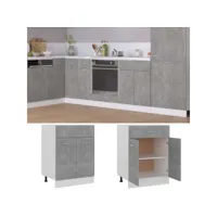 armoire de plancher à tiroir, meuble bas cuisine, armoire rangement de cuisine gris béton 60x46x81,5 cm aggloméré pewv77152 meuble pro