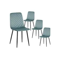fency - lot de 4 chaises bleu céladon surpiqures triangle