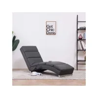 chaise longue de massage  bain de soleil transat gris similicuir meuble pro frco84178