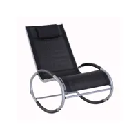 fauteuil chaise longue à bascule design contemporain dim. 120l x 61l x 88h cm alu. polyester noir