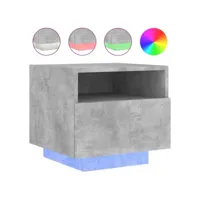 table de chevet avec lumières led gris béton 40x39x37 cm