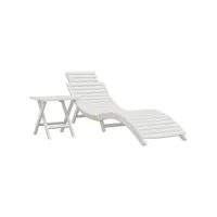 bain de soleil - transat - chaise longue blanc bois massif d'acacia pewv79758 meuble pro