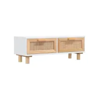 table de salon blanc 80x40x30 cm bois d'ingénierie et pin massif