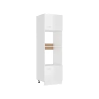 armoire à micro-ondes, meuble bas cuisine, armoire rangement de cuisine blanc brillant 60x57x207 cm aggloméré pewv46806 meuble pro