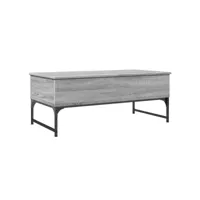 table de salon sonoma gris 100x50x40 cm bois d'ingénierie et métal