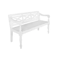 banc batavia 123 cm  banc de jardin banc de table de séjour bois d'acajou massif blanc meuble pro frco24555