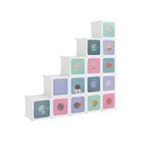 armoire de rangement pour enfants avec 15 cubes blanc pp