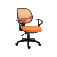 chaise de bureau cool fauteuil pivotant ergonomique avec accoudoirs, chaise dactylo à roulettes réglable en hauteur, mesh orange