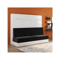armoire lit escamotable vertigo sofa façade blanc brillant canapé anthracite couchage 160*200 cm 20100991041
