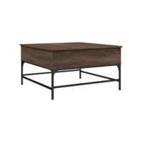 table de salon chêne marron 80x80x45 cm bois d'ingénierie et métal