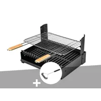 barbecue charbon - grilloir à poser somagic + brosse en t